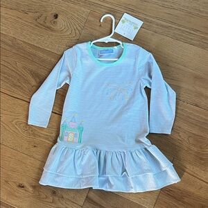 NWT Trotter Street Kids Blue and White Striped Dress